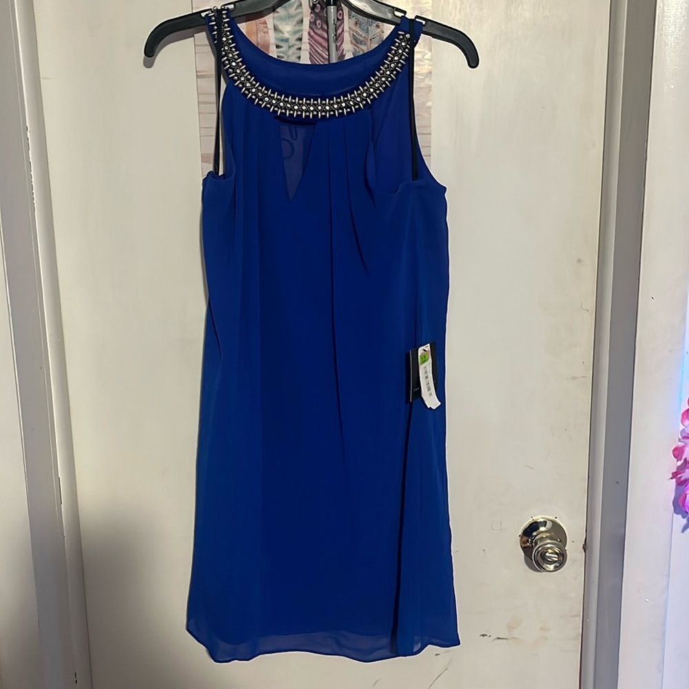 Nice blue short dress opens in the back